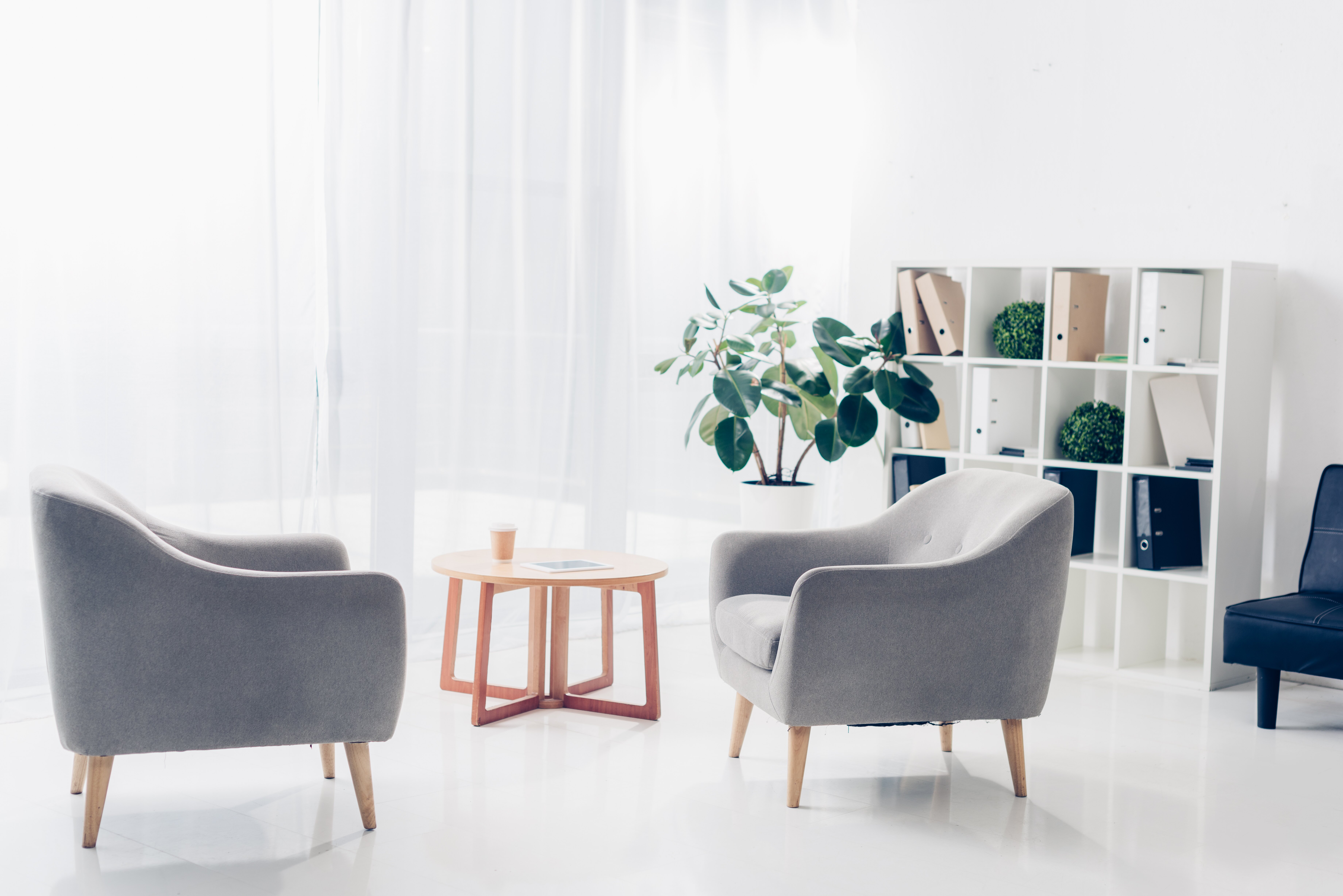 Modern bright therapy office for concierge membership clients