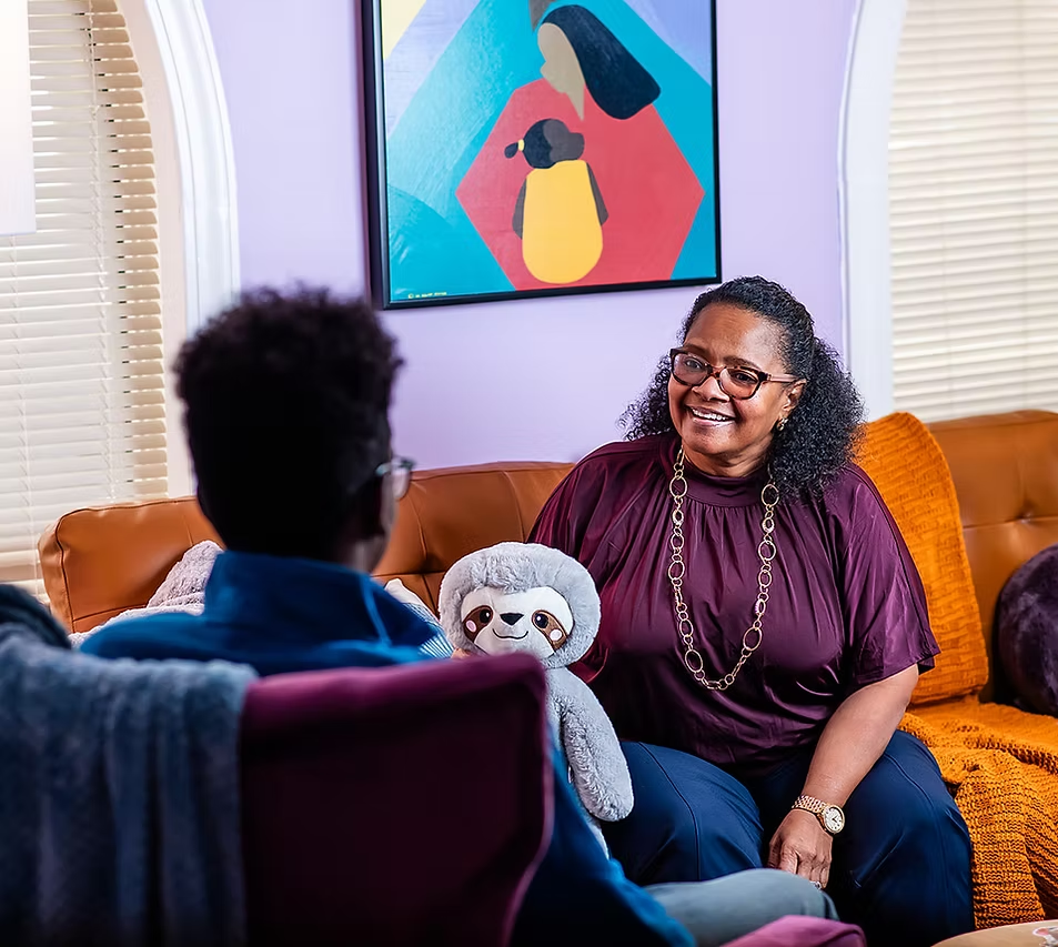 Client in a focused EMDR therapy session